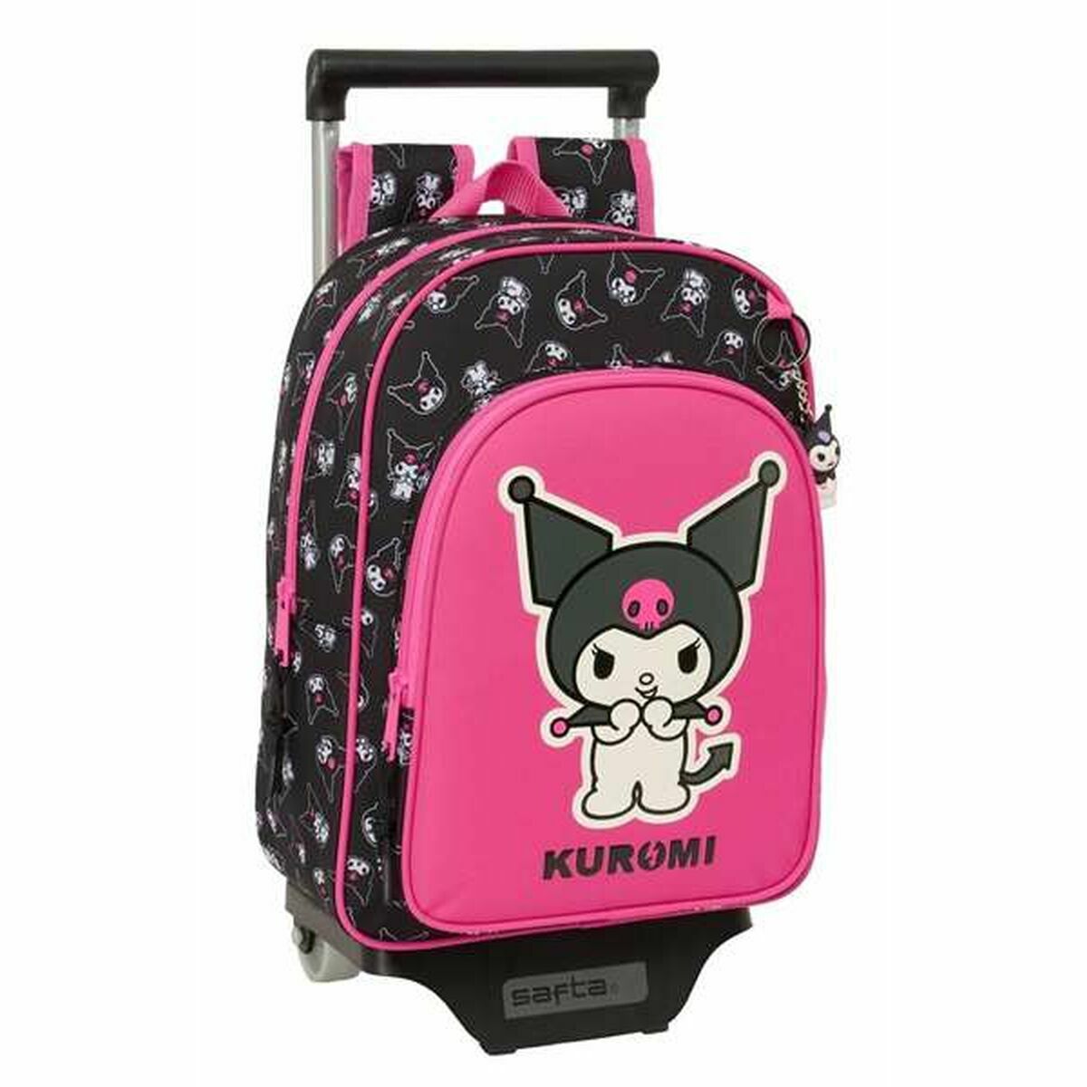 Schulrucksack mit Rollen Kuromi Schwarz Fuchsia 26 x 11 x 67 cm 26 x 34 x 11 cm von Kuromi