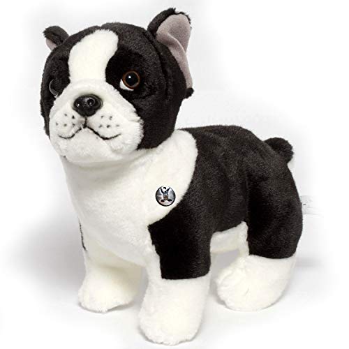 Boston Terrier Bulldogge Kuscheltier Hund stehend schwarz-weiß Plüschtier Taylor von Kuscheltiere.biz