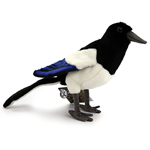Elster Premium Plüschtier Rabe Vogel schwarz weiß blau Dekotier Shady - Kuscheltiere*biz von Kuscheltiere.biz