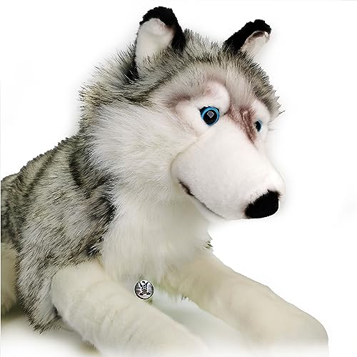 Wolf Husky Schlenkertier Grauwolf Plüschtier 80 cm XXL Schlenkerwolf ASKA Wolf Husky Schlenkertier Grauwolf Plüschtier 80 cm XXL Schlenkerwolf ASKA von Kuscheltiere.biz