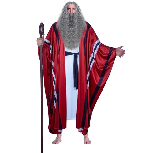 Kusilop Moses-Kostüm mit Robe, Tunika, Gürtel, Perücke, Bartstock (Erwachsene, XX-Large) von Kusilop