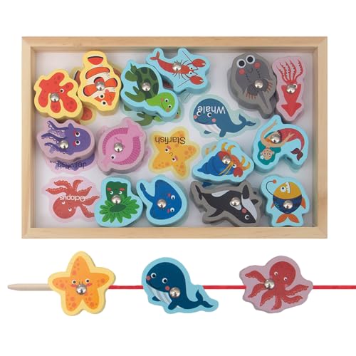 Kustimantu Angelspielzeug aus Holz | Kinderfreundliches 2-in-1-Angelspiel für Kinder,-Spielzeug mit realistischem Design für Weihnachts-, und Geburtstagsgeschenke von Kustimantu