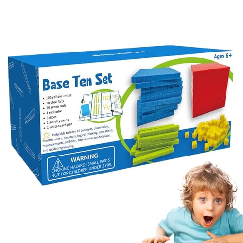 Kustimantu Basis zehn Manipulative, Basis zehn Blöcke - Math Game Cubes Basis zehn Blöcke | Zehntausende Tausende Zählen von Blöcken, Bildungsspielzeug für die Heimschule von Kustimantu