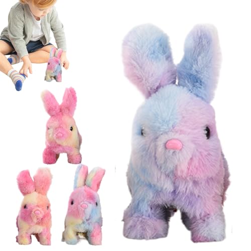 Kustimantu Bunny aus Plüsch, springendes Kaninchen für Mädchen | Spielzeug aus Plüsch | Klassenkamerad Mädchen Interaktives elektronisches Haustier zum Springen des Kaninchens für Schlafzimmer von Kustimantu