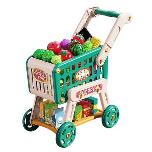 Kustimantu Einkaufswagen Für Kinder,Spielzeug Supermarktwagen Kinderküchen Zubehör | Küchenspielzeug Und Kunstessen Für Kleinkinder Im Vorschulalter Lernaktivitäten Für Und Mädchen Interaktive Spiele von Kustimantu