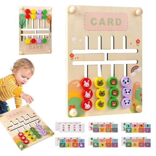 Kustimantu Farb -Lernspielzeug, Rutschenrätsel für Kinder,Logic Game Dia Puzzle Cartoon Tier - Frühe Bildung sortieren sensorisches Spielzeug vierfarbig doppelseitiges Schachbrett für Freunde Familie von Kustimantu