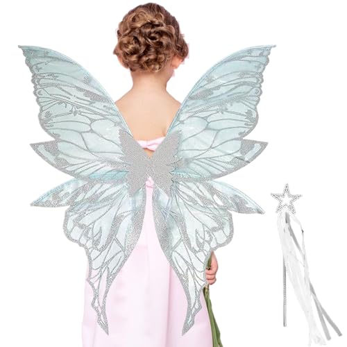 Kustimantu Feenflügel für – Schmetterlingskostüm für Rollenspiel, Kostüm, Cosplay-Set für Geburtstag, Party, Verkleidung, Halloween-Show von Kustimantu
