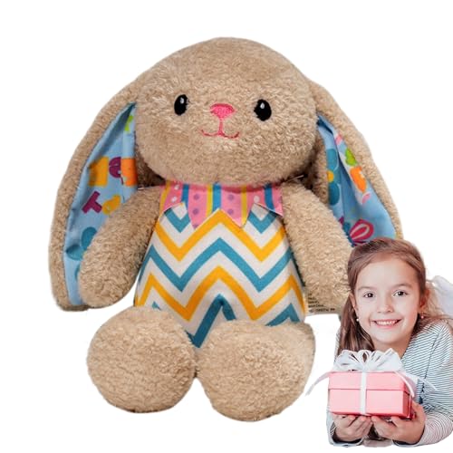 Kustimantu Kaninchengefüllter Tierspielzeug, Kaninchenplüschspielzeug | Handgefertigtes Hugble Bunny Plüschspielzeug Osterkaninchen,Bequeme Tischplattendekorationen, gestreiftes Design, Ostermittel von Kustimantu