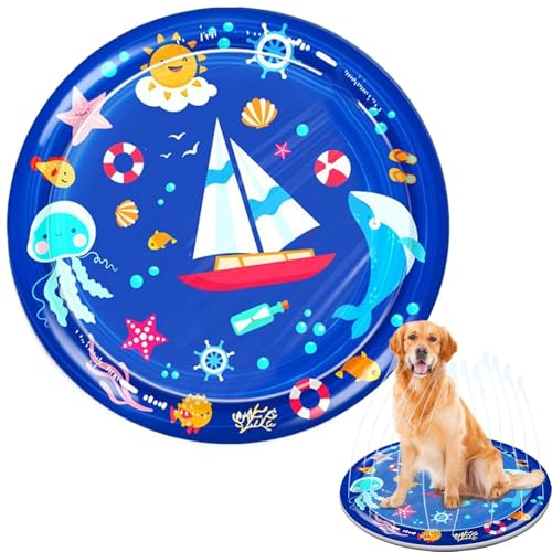 Kustimantu Kühlende Matte für Hunde, Wasserspielmatte für Haustiere | Verstärkter Sprinkler für Haustiere und Verwendung im Innen- und Außenbereich, Garten, Pool von Kustimantu