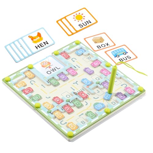 Kustimantu Magnetbrief Labyrätsrätsel, Magnetisches Alphabet Labyrinths -Buchstaben | Buchstaben Puzzlespielzeug zum unterhaltsamen Lernen,Bildungsalphabet Lernen Labyrinth für Zuhause, Kindergarten, von Kustimantu