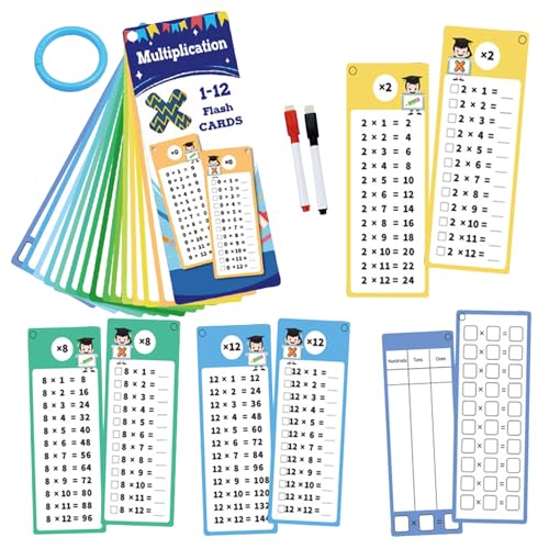 Kustimantu Multiplikation FlashCard, Times Tische Flash -Karten - Addition Flash Card | 2 trockene Stifte, doppelseitiges Bildungsspielzeug für die Schule der 1. bis 3. Klasse von Kustimantu