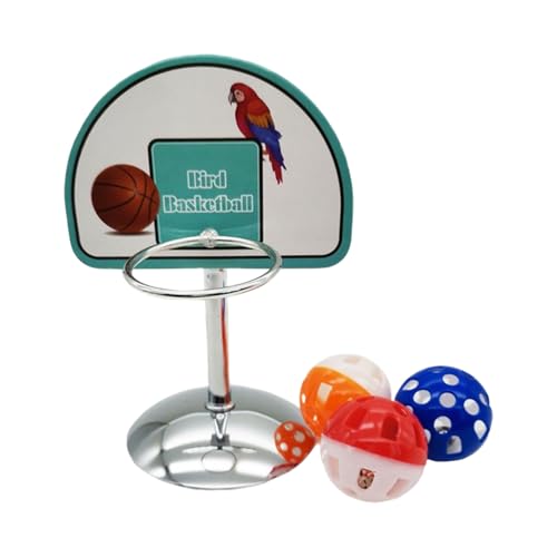 Kustimantu Papageien-Basketballspielzeug | Basketballkorb für Nymphensittiche mit Bällen | interaktives Übungsspiel mit 3 Glöckchenbällen – Balance und Erwachen für Nymphensittiche und Sittiche von Kustimantu