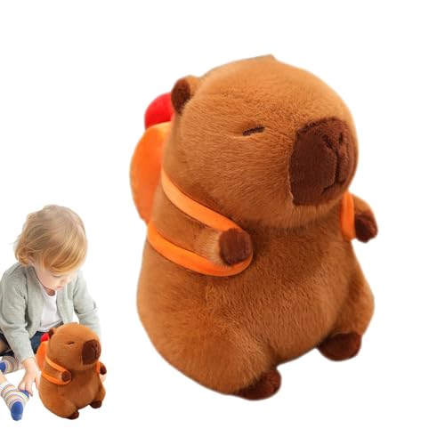 Kustimantu Plüsch Capybara, Capybara Stoffed Animal - Netter Begleiter für Kinderschlafzimmer - Nettes kleines Capybara -Spielzeug mit abnehmbarem Rucksack, Plüschpuppe für Kinder und Erwachsene von Kustimantu