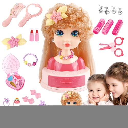 Kustimantu Puppenkopf zum Kämmen, Frisierset, Haarnadeln, Lockenstab, Make-up-Werkzeuge für Anfänger, Mädchen, Friseursalon für Kinder von 3 bis 6 Jahren Kustimantu Puppenkopf zum Kämmen, Frisierset, Haarnadeln, Lockenstab, Make-up-Werkzeuge für Anfänger, Mädchen, Friseursalon für Kinder von 3 bis 6 Jahren von Kustimantu