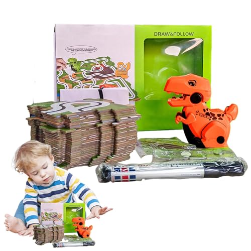 Kustimantu Puzzle Racer Track Set, Puzzle Racer Kids Car Track Set | Dinosaurier Track Toy Set | Tragbares sensorisches Lernspielzeug für Kleinkind 3 4 5 6 7 Jahre alt von Kustimantu