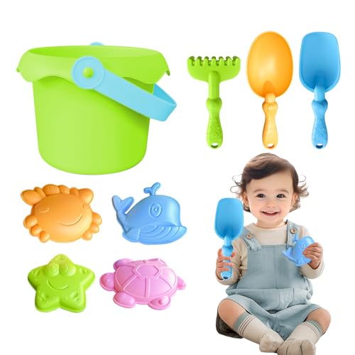 Kustimantu Strandspielzeug-Set – Lustiges Strandspielzeug-Set für warmes Wetter, Bausatz Schloss, Sandkasten, tragbar, drinnen und draußen von Kustimantu