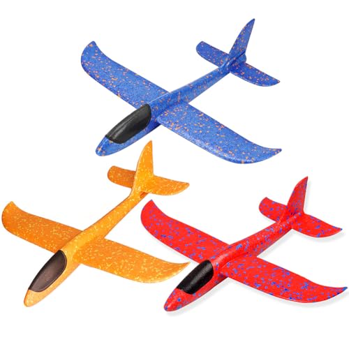 Kustimantu Styroporflieger Flugzeug 3 Stück Spielzeug Groß Segelflugzeug Wurfgleiter Styropor für Kinder von Kustimantu