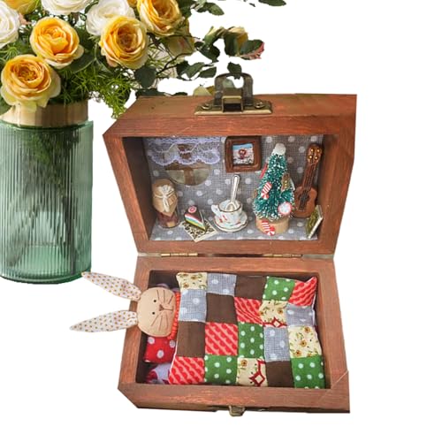 Kustimantu Tiny House Kit, Miniatur House Kit, Hausgebäude Kit, Animal-in-Boxen Design Craft Sandy Toy Collectible Model, handgefertigtes realistisches für Projekte von Kustimantu