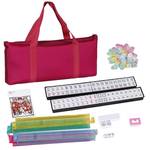 Kustimantu US Mahjong Spielsteine | 166 Spielsteine Reise-Mahjong-Set Mit Tragetasche | Komplettes Set Mit Zubehör Und Tragbarer Größe Für Zuhause Lernen & Spielen Für Erwachsene Senioren & Anfänger von Kustimantu
