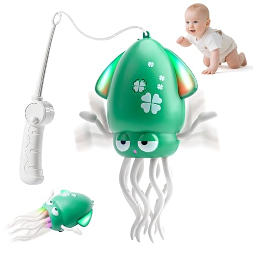KutaKuta Electric Dancing Octopus Toy, 2025 Neueste Tanzender Oktopus Spielzeug mit Licht, Musik und Angelrute, Krake Krabbelspielzeug mit Automatisch Hindernisvermeidung für Junge Mädchen von KutaKuta