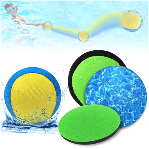 KutaKuta 4 Stück Wasser Sprungball, 2 Bälle und 2 Scheiben Wasserspielzeug Kinder Erwachsene Outdoor, Wasserball Bouncing Ball Schnelltrocknender Lycra-Bezug Ball für Strand Schwimmbad Spielen Freien KutaKuta 4 Stück Wasser Sprungball, 2 Bälle und 2 Scheiben Wasserspielzeug Kinder Erwachsene Outdoor, Wasserball Bouncing Ball Schnelltrocknender Lycra-Bezug Ball für Strand Schwimmbad Spielen Freien von KutaKuta