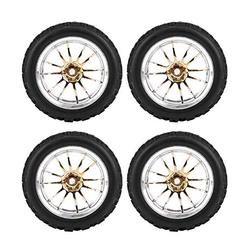 Kuuleyn Ersatzreifen, 4pcs/Set Racing Offroad-Fahrzeugreifen Gummireifen Felge für Hsp Redcat Exceed Rc Traxxas Tamiya Hpi 1/10 Auto(Gold) von Kuuleyn