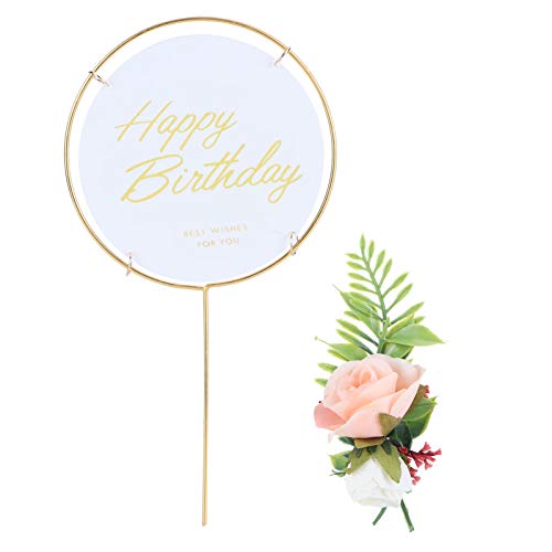 Kuuleyn Cake Topper Set, alles Gute zum Geburtstag Kuchen -Topper, Metallkucheneinsätze Runde Kuchendekoration Einsätze Toper Geburtstagstorte Handwerk Dekoration Kuuleyn Cake Topper Set, alles Gute zum Geburtstag Kuchen -Topper, Metallkucheneinsätze Runde Kuchendekoration Einsätze Toper Geburtstagstorte Handwerk Dekoration von Kuuleyn