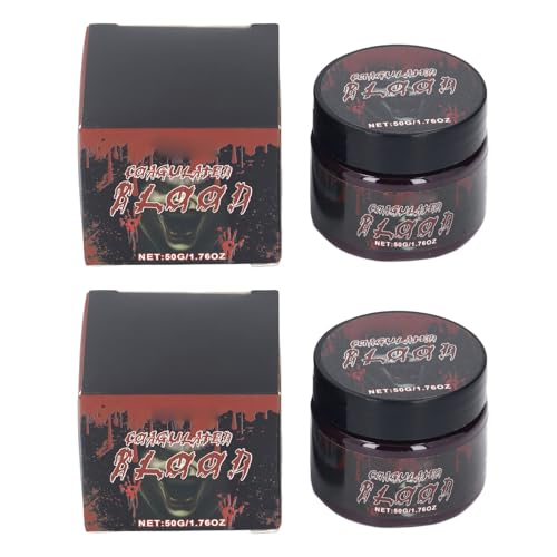 Kuuleyn Halloween Fake Blood Makeup Kit, Creme, Waschbar, Make -up koagulierte Blut realistisch klebrige hautfreundliche Fälschung für Cosplay Party Stage 2PCS 50g Kuuleyn Halloween Fake Blood Makeup Kit, Creme, Waschbar, Make -up koagulierte Blut realistisch klebrige hautfreundliche Fälschung für Cosplay Party Stage 2PCS 50g von Kuuleyn