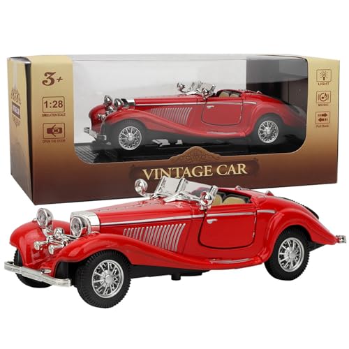 Kuuleyn Vintage -Legierung Rückenwagen Spielzeug, hohe Simulationsgeräusche leichtes Fahrzeug, weißes Retro -Modellauto für Mädchen (Rot) von Kuuleyn