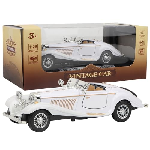 Kuuleyn Vintage -Legierung Rückenwagen Spielzeug, hohe Simulationsgeräusche leichtes Fahrzeug, weißes Retro -Modellauto für Mädchen (Weiß) von Kuuleyn