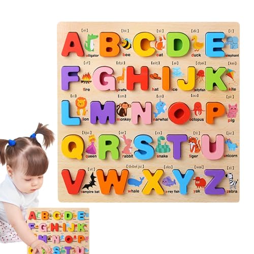 Alphabet-Buchstaben aus Holz, Alphabet-Blöcke aus Holz,Zahlen-Alphabet-Holz-Matching-Spiel - Alphabet-Lernspielzeug, Zeichenbuchstaben und Zahlen aus Holz für Mädchen und Jungen von Kuxiptin