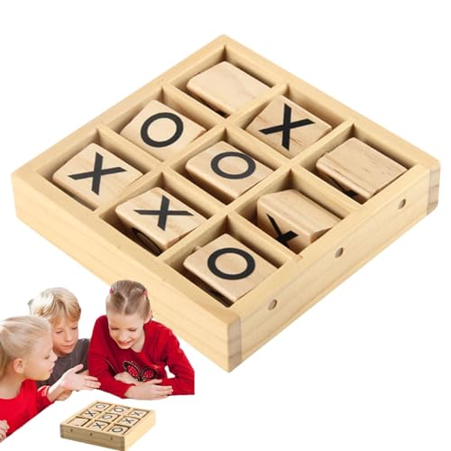 Kuxiptin Holz-XO-OX-Spiel, Holz-Tac-Toe-Spiele,Interaktives Schreibtischspielzeug Tac Toe Board - Reisespielzeug zum Gedankentraining, Partygeschenke für drinnen, draußen, auf Reisen, für Kinder, von Kuxiptin