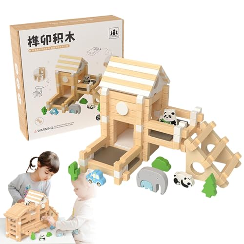 Kuxiptin Holzbausteine-Set, Holzspielzeugblöcke für Kinder | Naturholz-Stapelblöcke-Set - Montessori-Spielzeug für Kleinkinder, Blockspielzeug für Kinder ab 3 Jahren, verbessert räumliche von Kuxiptin