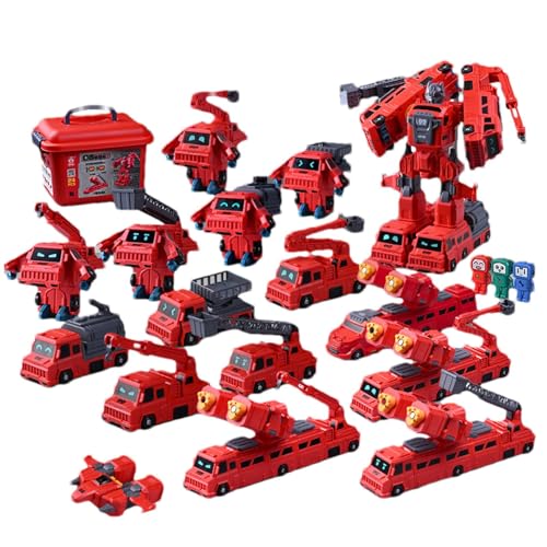 Kuxiptin Magnetische Fahrzeugspielzeuge, Roboter-Baufahrzeuge | Magnetisches Feuerwehrauto-Pädagogisches Stielspielzeug | Magnetische Spielzeug-Roboter-Feuerwehrauto-Transformationsroboter für Kinder von Kuxiptin