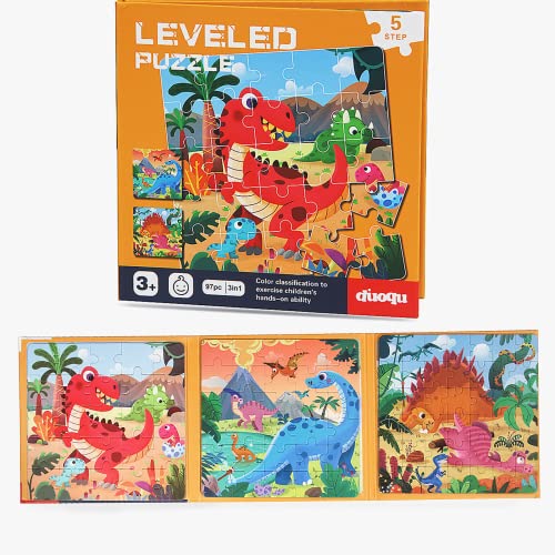 Magnetic Puzzles for Kids Ages 3-5, Dinosaur Puzzles Three -25/30/42 3 Styles Dinosaur Wooden Jigsaw Puzzle Books, Travel Games and Travel Toys for Kids 3 4 5 6 Year olds Boys and Girls (Dinosaur) von Kvittra