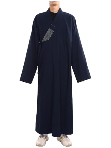 Kvysinly Buddist Mönch Uniform Kostüm Herren Zen Meditation Kostüm Traditionelle Buddhistische Taoistische Kleidung Navy blau XXL von Kvysinly