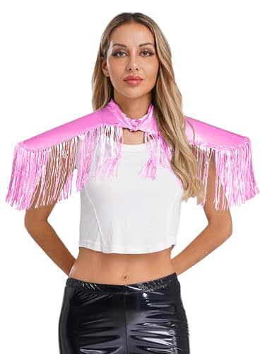 Kvysinly Damen Glänzende Metallic Rüstung Pailletten Fransen Panzer Schulterklappen Tasseln Armor Gilet-Perfekt Für Rave Halloween Rosa One Size von Kvysinly