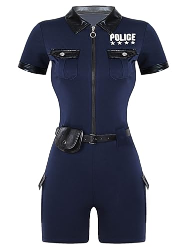 Kvysinly Damen Polizei Kostüm Polizistin Cosplay Outfit Kurzarm Bodysuti Jumpsuit Overall + Gürtel + Geldbörse Cop Outfit Halloween Kostüm Karneval Party Navy blau XXL Kvysinly Damen Polizei Kostüm Polizistin Cosplay Outfit Kurzarm Bodysuti Jumpsuit Overall + Gürtel + Geldbörse Cop Outfit Halloween Kostüm Karneval Party Navy blau XXL von Kvysinly
