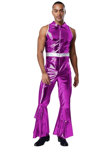Kvysinly Glänzender Metallischer Anzug Für Herren er Jahre Disco Kostüm Holographisches Unterhemd Bodysuit Karneval Halloween Clubwear Lila XXL Kvysinly Glänzender Metallischer Anzug Für Herren er Jahre Disco Kostüm Holographisches Unterhemd Bodysuit Karneval Halloween Clubwear Lila XXL von Kvysinly