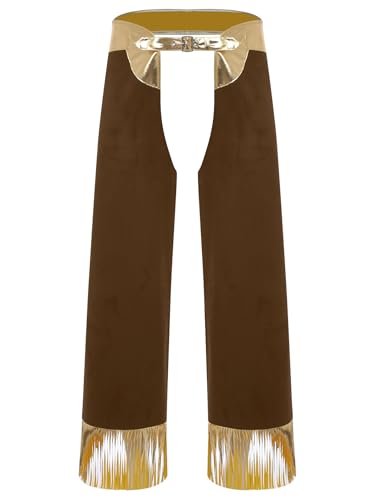 Kvysinly Herren Cowboy Hose Chaps Offener Schritt Offener Schritt Hose Mit Fransen für Halloween Karneval Cosplay S-3XL Braun XXL Kvysinly Herren Cowboy Hose Chaps Offener Schritt Offener Schritt Hose Mit Fransen für Halloween Karneval Cosplay S-3XL Braun XXL von Kvysinly