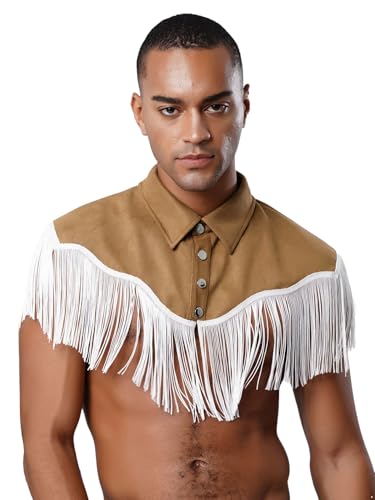 Kvysinly Herren Cowboy Western Kostüm Tanktop Mit Fransen Cosplay Maskerade Rave Party Karneval Halloween Clubwear Braun XXL Kvysinly Herren Cowboy Western Kostüm Tanktop Mit Fransen Cosplay Maskerade Rave Party Karneval Halloween Clubwear Braun XXL von Kvysinly