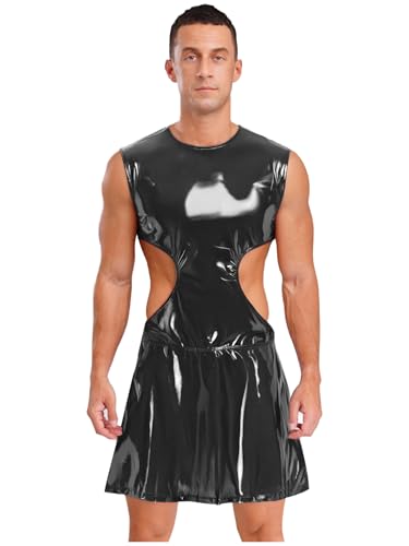 Kvysinly Herren Faux Leder Ärmelloses Kleid Dienstmädchen Kostüm Kurzes Kleid Clubwear Schwarz XL Kvysinly Herren Faux Leder Ärmelloses Kleid Dienstmädchen Kostüm Kurzes Kleid Clubwear Schwarz XL von Kvysinly