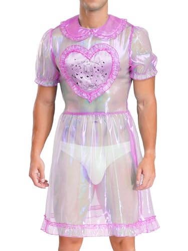Kvysinly Herren French Maid Kostüm Transparent Puffy Kleid Sissy Minikleid Mit Puffärmel Männer Crossdress Kostüm Party Outfit Violett L Kvysinly Herren French Maid Kostüm Transparent Puffy Kleid Sissy Minikleid Mit Puffärmel Männer Crossdress Kostüm Party Outfit Violett L von Kvysinly