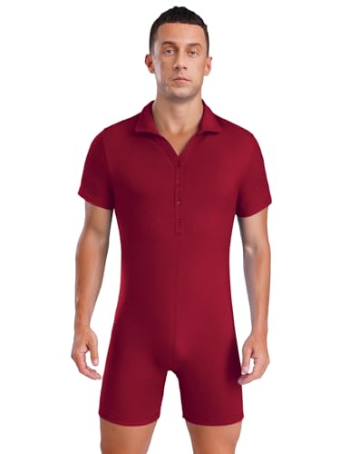 Kvysinly Herren Soft Bodysuit Atmungsaktiv Jumpsuit Slim Fit Einteiliger Overall Männer Gymnastik Training Outfit Burgundy L Kvysinly Herren Soft Bodysuit Atmungsaktiv Jumpsuit Slim Fit Einteiliger Overall Männer Gymnastik Training Outfit Burgundy L von Kvysinly