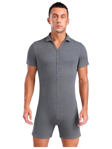 Kvysinly Herren Soft Bodysuit Atmungsaktiv Jumpsuit Slim Fit Einteiliger Overall Männer Gymnastik Training Outfit Grau M Kvysinly Herren Soft Bodysuit Atmungsaktiv Jumpsuit Slim Fit Einteiliger Overall Männer Gymnastik Training Outfit Grau M von Kvysinly