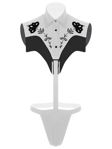 Kvysinly Herren Western Cowboy Bodysuit Ärmellos Rückenfrei Jumpsuit Ausgehöhlt Body mit Knopfverschluss Vorne Rave Party Outfit Weiß XXL Kvysinly Herren Western Cowboy Bodysuit Ärmellos Rückenfrei Jumpsuit Ausgehöhlt Body mit Knopfverschluss Vorne Rave Party Outfit Weiß XXL von Kvysinly
