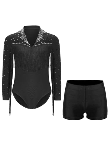 Kvysinly Jungen Glänzend Latein Tanzkostüm Langarm Leotard mit Quasten Kinder Strass Turnanzug und Shorts Gymnastikanzug A Schwarz 146-152 Kvysinly Jungen Glänzend Latein Tanzkostüm Langarm Leotard mit Quasten Kinder Strass Turnanzug und Shorts Gymnastikanzug A Schwarz 146-152 von Kvysinly