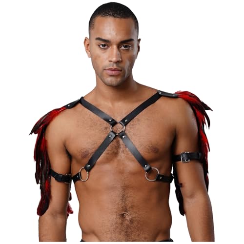 Kvysinly Leder Schulterpanzer Mit Federn Körpergurt Brustpanzer Herren Cosplay Krieger Wikinger Ritter Steampunk Gothic Kostüm Halloween Karneval Rot Einheitsgröße Kvysinly Leder Schulterpanzer Mit Federn Körpergurt Brustpanzer Herren Cosplay Krieger Wikinger Ritter Steampunk Gothic Kostüm Halloween Karneval Rot Einheitsgröße von Kvysinly