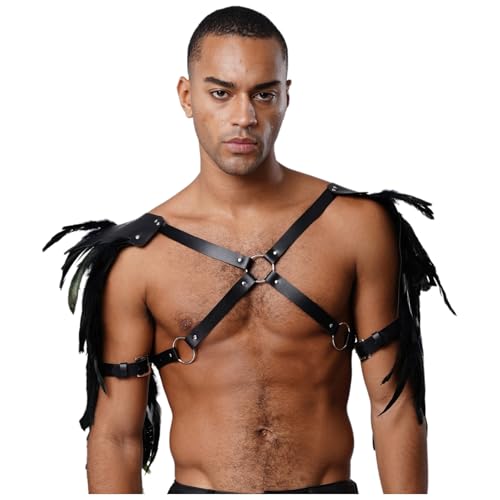 Kvysinly Leder Schulterpanzer Mit Federn Körpergurt Brustpanzer Herren Cosplay Krieger Wikinger Ritter Steampunk Gothic Kostüm Halloween Karneval Schwarz Einheitsgröße Kvysinly Leder Schulterpanzer Mit Federn Körpergurt Brustpanzer Herren Cosplay Krieger Wikinger Ritter Steampunk Gothic Kostüm Halloween Karneval Schwarz Einheitsgröße von Kvysinly