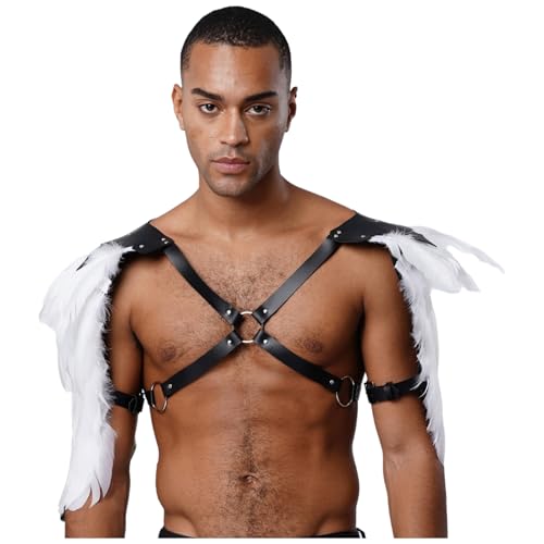 Kvysinly Leder Schulterpanzer Mit Federn Körpergurt Brustpanzer Herren Cosplay Krieger Wikinger Ritter Steampunk Gothic Kostüm Halloween Karneval Weiß Einheitsgröße Kvysinly Leder Schulterpanzer Mit Federn Körpergurt Brustpanzer Herren Cosplay Krieger Wikinger Ritter Steampunk Gothic Kostüm Halloween Karneval Weiß Einheitsgröße von Kvysinly